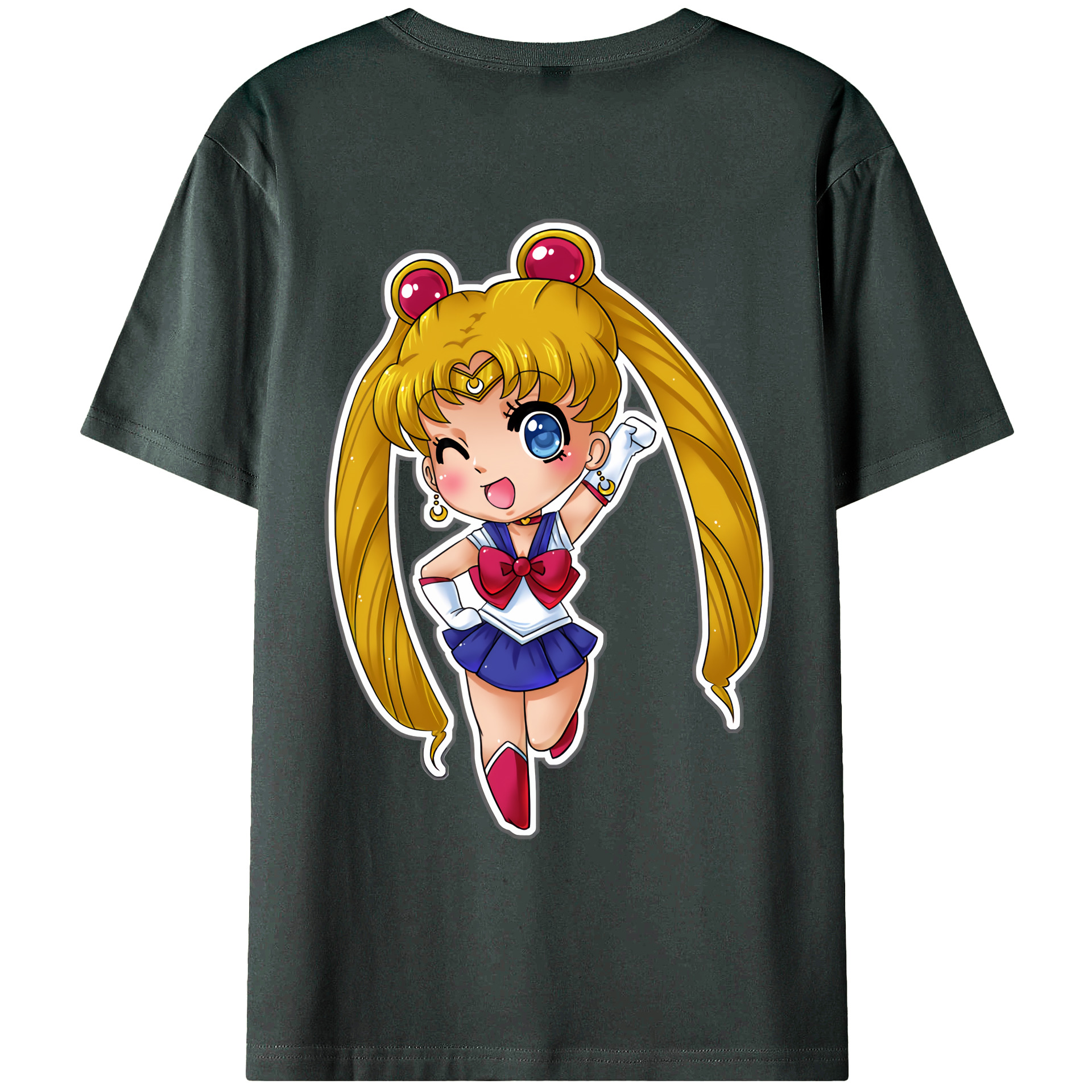 （画像用） 美少女戦士セーラームーン 月野 うさぎ つきの うさぎ Sailor Moon Tsukino Usagi 綿100％ メンズ半袖Tシャツ（バックプリント） 通気性